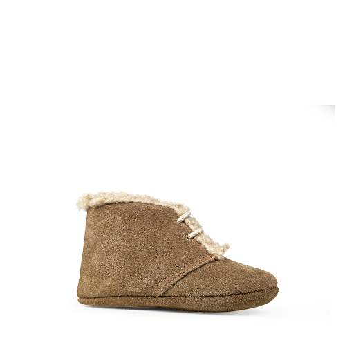 Kids shoe online Tricati pre step shoe Pre stepper brown with wool lining