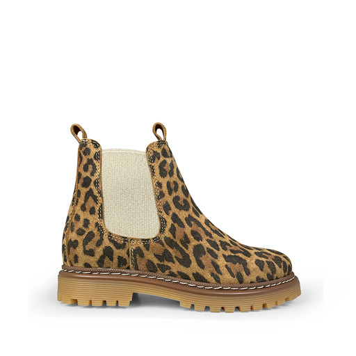 Kinderschoen online Angulus korte laarzen Chelsea boot in luipaardprint