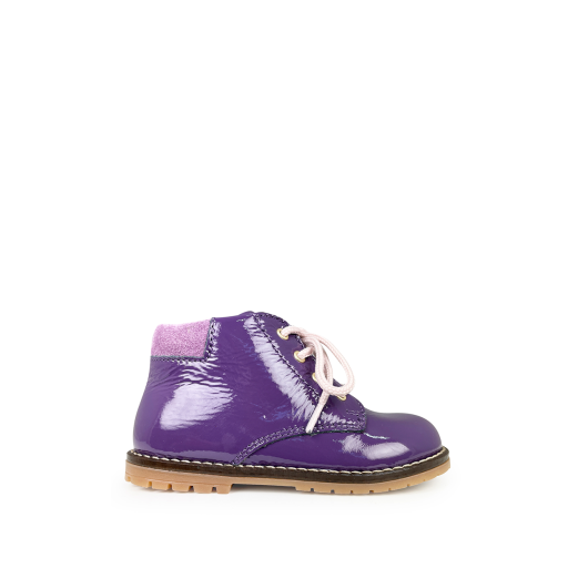 Kids shoe online Romagnoli  first walkers Romagnoli purple patent lace-up shoe