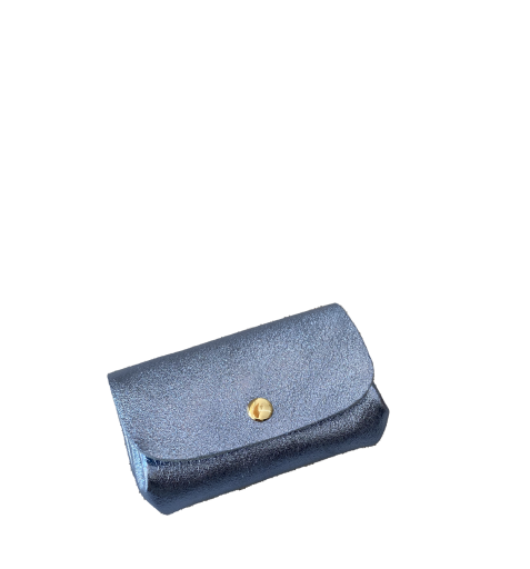 Kids shoe online Anna Pops wallet Anna Pops - metallic blue wallet with push button