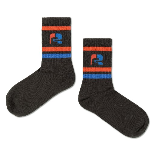 Kids shoe online Repose AMS short socks Socks grey with logo in blue/red