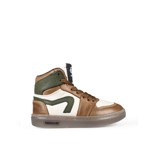Kids shoe online Pinocchio trainer High sturdy brown sneaker with green