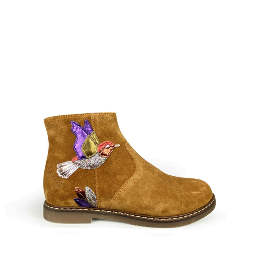 Kids shoe online Pom d'api short boots Short brown boot with bird