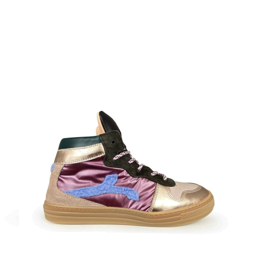 Kids shoe online Rondinella trainer Mid-height pink sneaker with metallic details