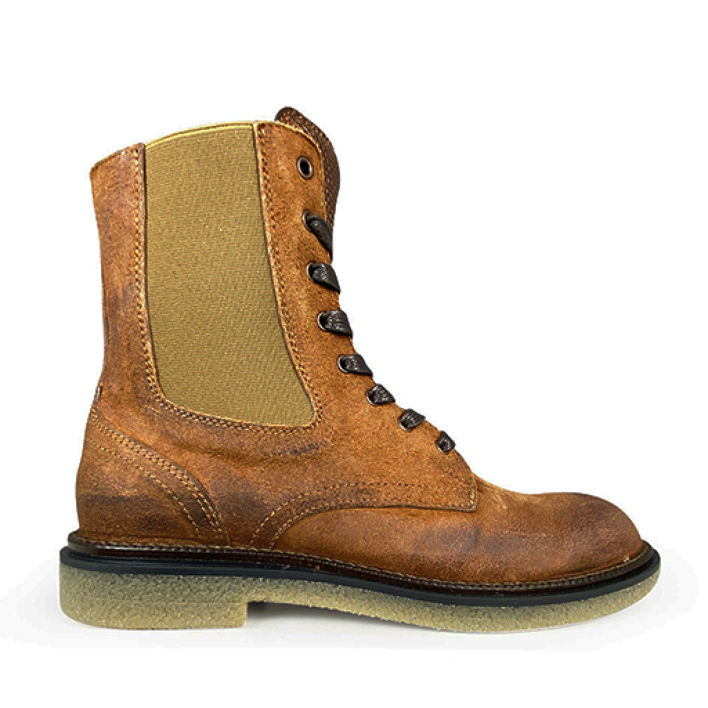 Rondinella - Brown nubuck lace-up boot with stretcher