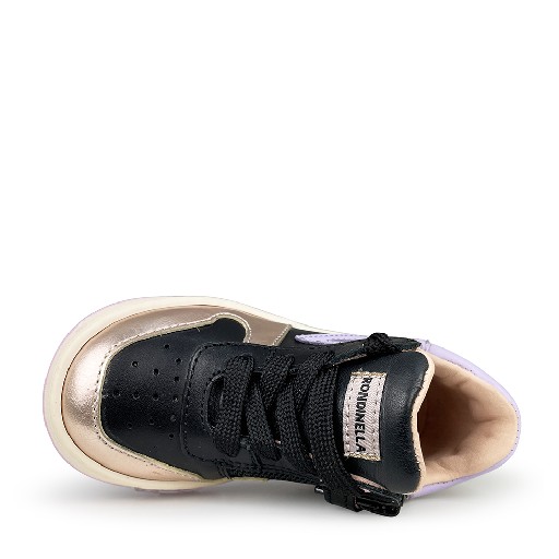 Rondinella trainer Black sneaker with metallic rose