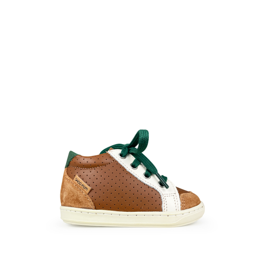 Kinderschoen online Pom d'api eerste stappers Sneaker in bruin en wit