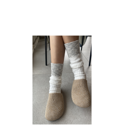 Kids shoe online Le Bon Shoppe knee socks Le Bon Shoppe - color block cottage - white line/grey