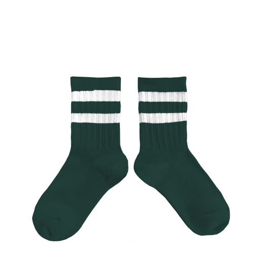 Kinderschoen online Collegien korte kousen Sokken met strepen - Forest green