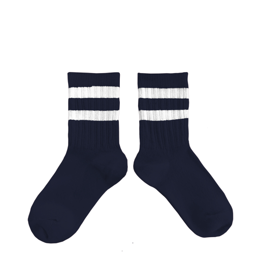 Kids shoe online Collegien short socks Socks with stripes - Night blue