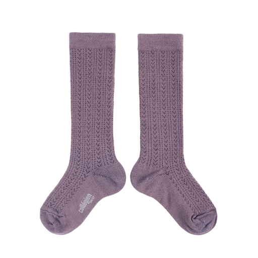 Kids shoe online Collegien knee socks Knee socks with pattern purple- Glycine du Japon