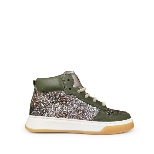 Kids shoe online Beberlis trainer Glitter sneaker with green