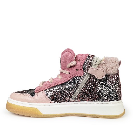 Beberlis sneaker Glitter sneaker met roze