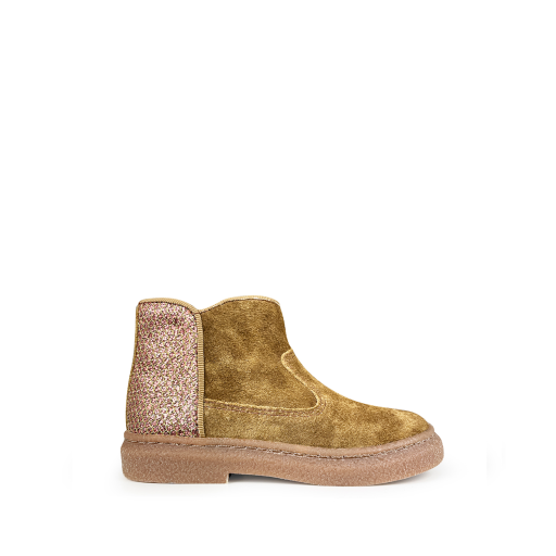 Kids shoe online Pom d'api short boots Brown boot with glitter heel