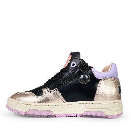 Rondinella sneaker Zwarte sneaker met roze-metallic details