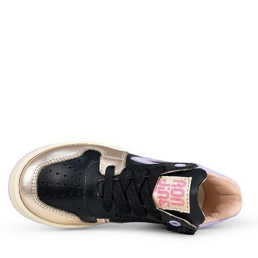Rondinella trainer Black sneaker with metallic rose