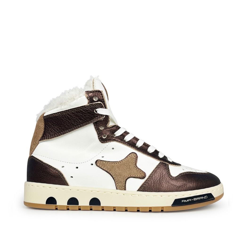 AMA BRAND - Sneaker in white and brown