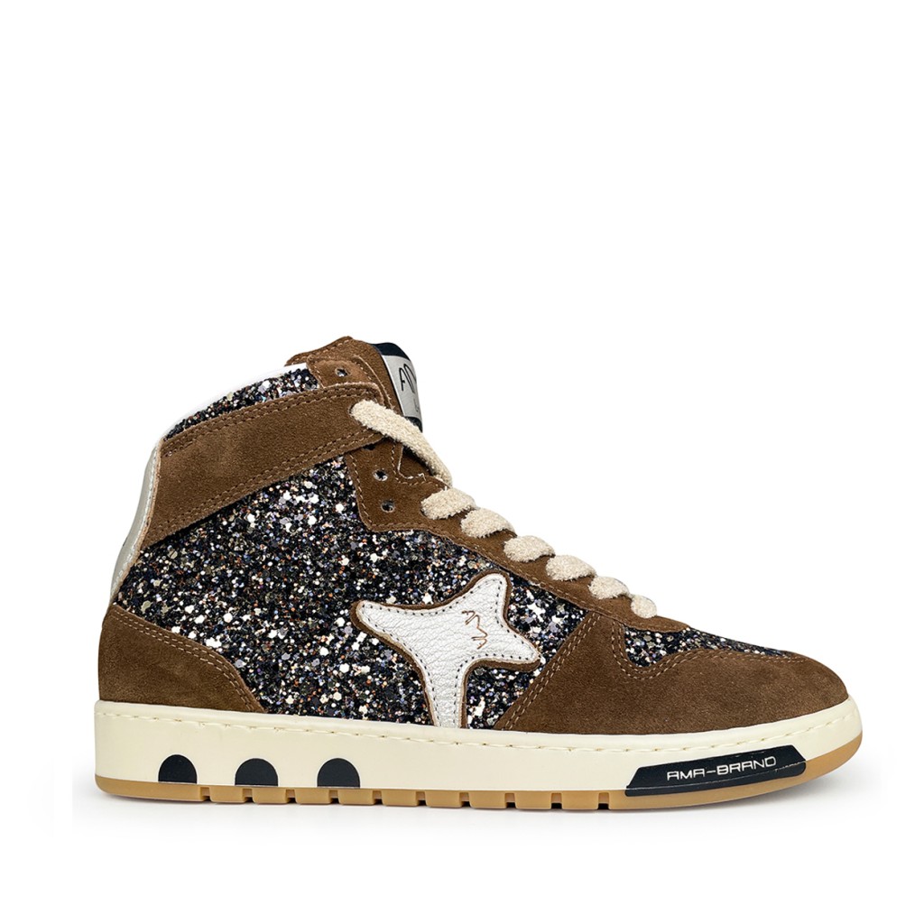 AMA BRAND - Sneaker in brown and glitter