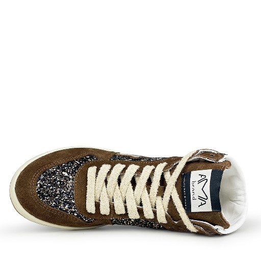AMA BRAND trainer Sneaker in brown and glitter