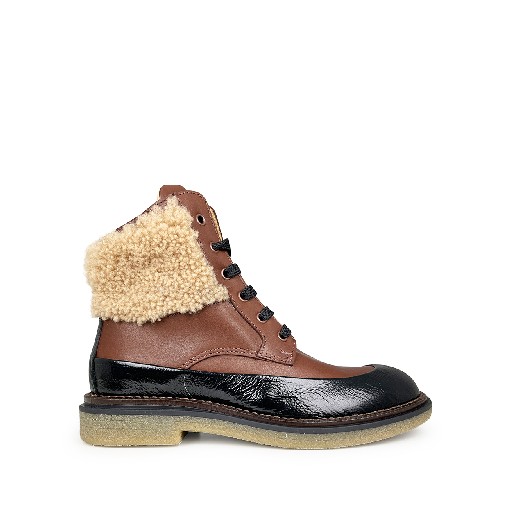 Kinderschoen online Rondinella korte laarzen Bruine laars met wol