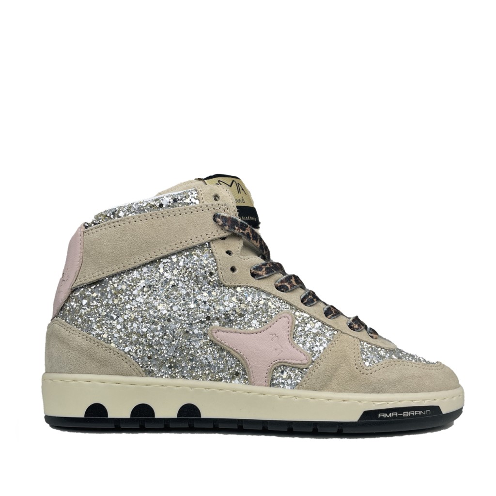 AMA BRAND - Sneaker in offwhite and glitter