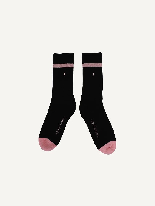 Monk & Anna korte kousen Zwarte Sport sokken met ribbel.