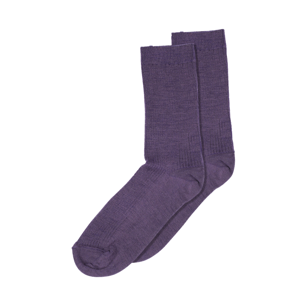 mp Denmark - Fine wool rib socks Dark Purple