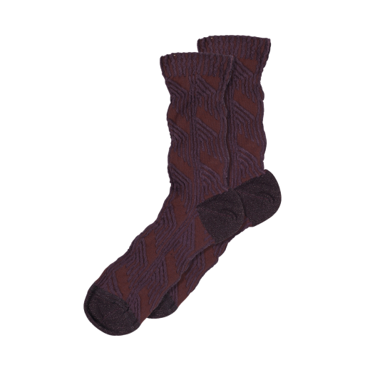 Kinderschoen online mp Denmark korte kousen Donker paarse sokken met glitter en textuur