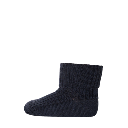 Kids shoe online mp Denmark short socks Fine wool rib socks Ivy Dark Denim Melange