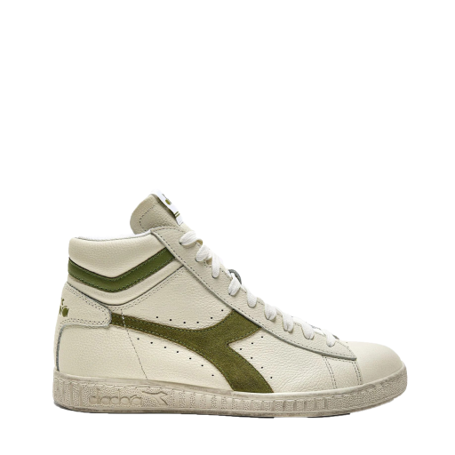 Kids shoe online Diadora trainer Semi-high white sneaker with green logo