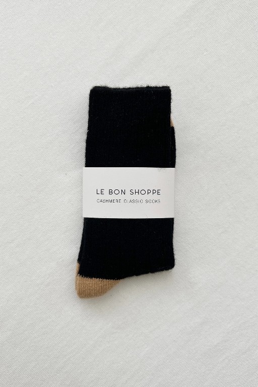 Le Bon Shoppe korte kousen Le Bon Shoppe - cashmere classic socks zwart/camel