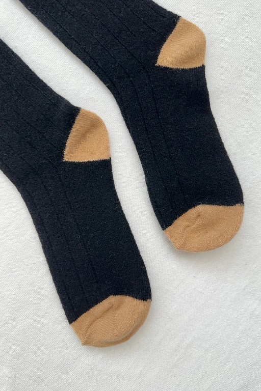 Le Bon Shoppe korte kousen Le Bon Shoppe - cashmere classic socks zwart/camel