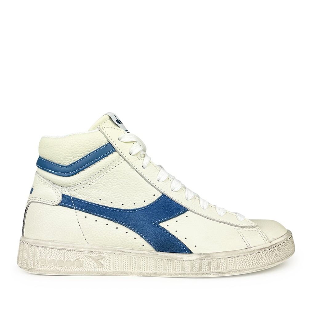 Diadora - Halfhoge witte sneaker met blauw logo
