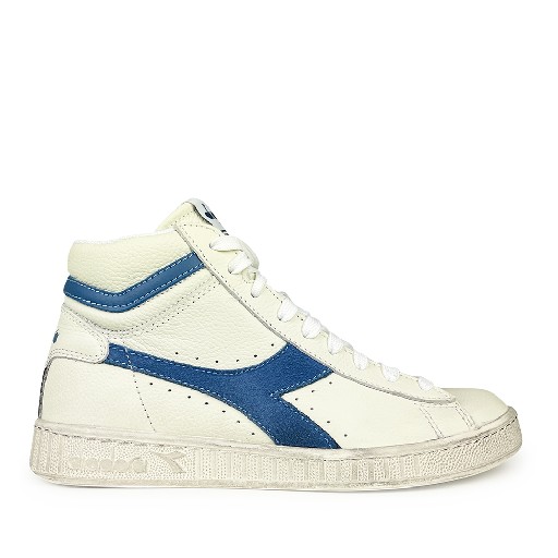Kids shoe online Diadora trainer Semi-high white sneaker with blauw logo