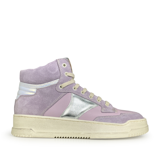 Kids shoe online Ocra trainer Lilac sneaker with silver accent