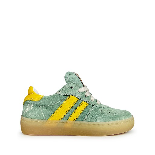 Kids shoe online Ocra trainer Green sneaker with yellow accents
