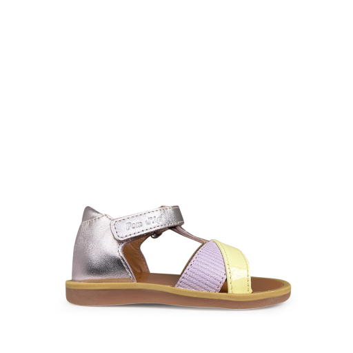 Kids shoe online Pom d'api first walkers Sandal platinum and pastel