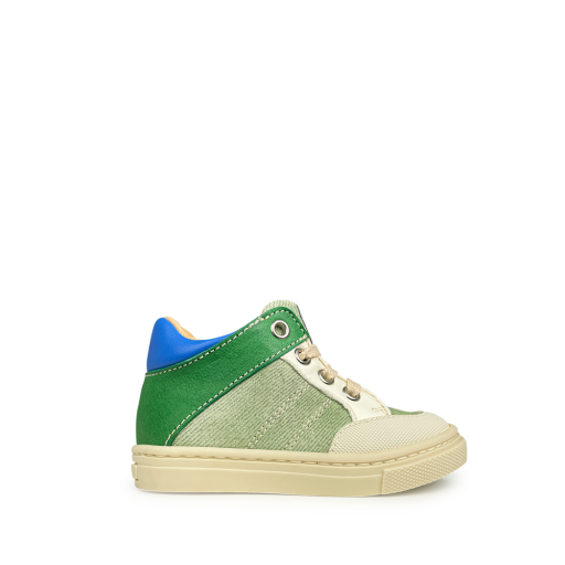 Kinderschoen online Rondinella sneaker Groene sneaker met blauw accent