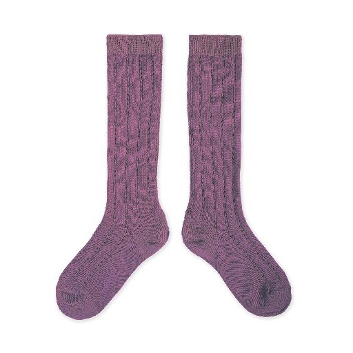 Kids shoe online Collegien knee socks Knee socks with pattern purple - glycine de japon