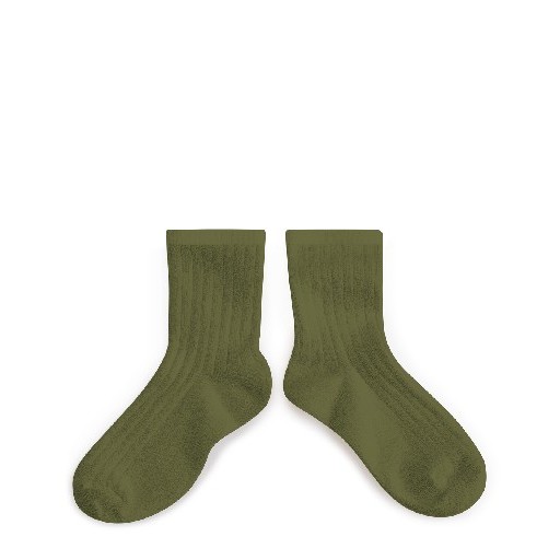 Kids shoe online Collegien short socks Short green socks - olive de lubéron