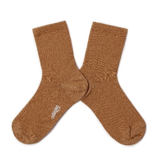Kids shoe online Collegien short socks Paul - Short ribbed socks in Scottish yarn - caramel au beurre