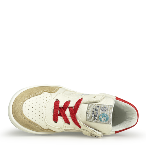 Rondinella trainer White sneaker with beige and red accents