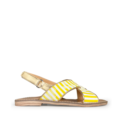 Kinderschoen online Rondinella sandalen Sandaal wit-geel en goud
