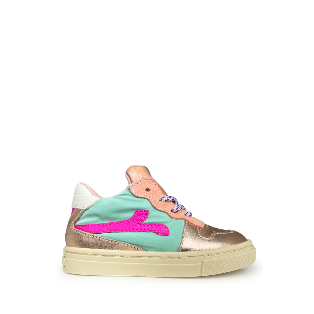 Rondinella - Sneaker gold aqua and pink
