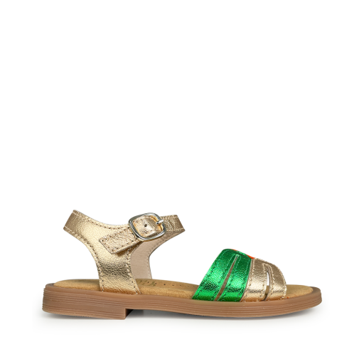 Kinderschoen online Beberlis sandalen Sandaal goud, oranje en groen