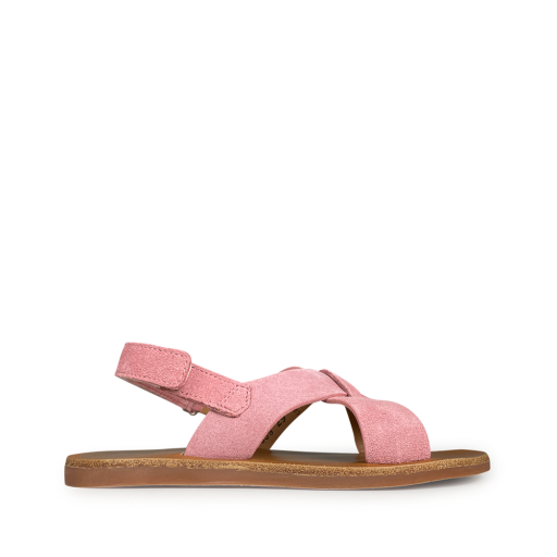Kids shoe online Pom d'api sandals Sandal pink velvet crossed straps