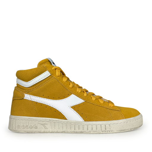 Kids shoe online Diadora trainer Semi-high ochre sneaker with white logo