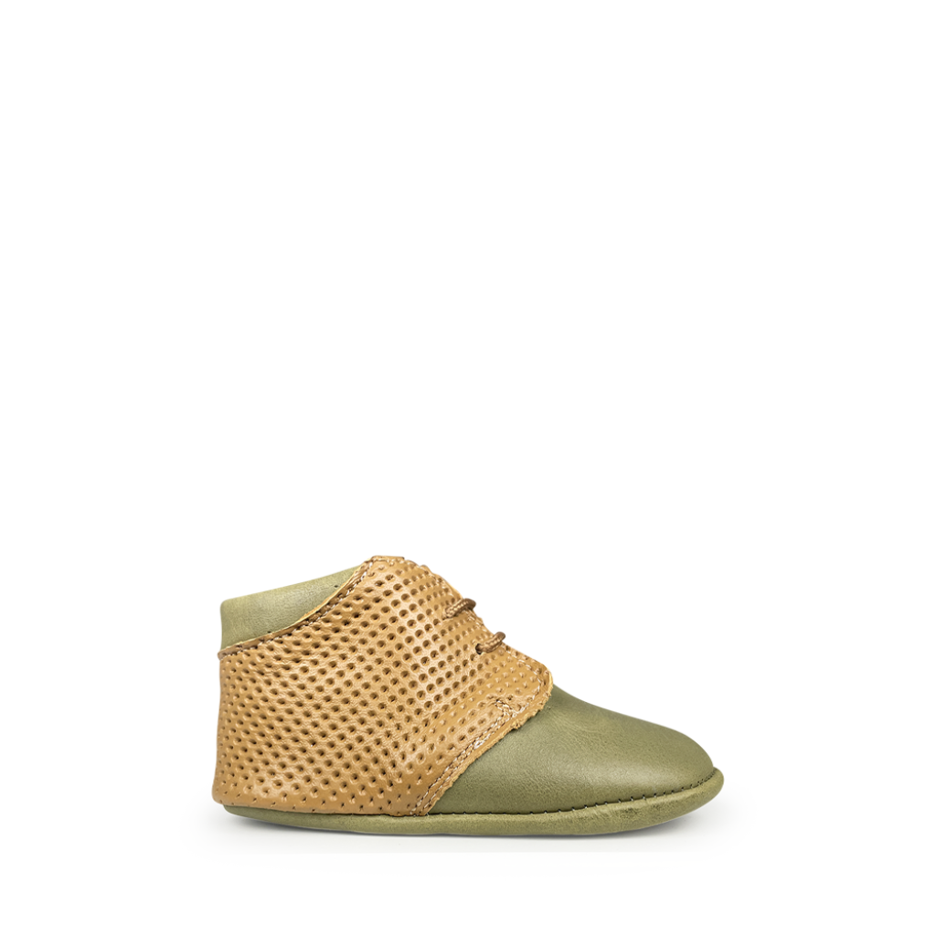 Tricati - Baby slipper in olive with brown