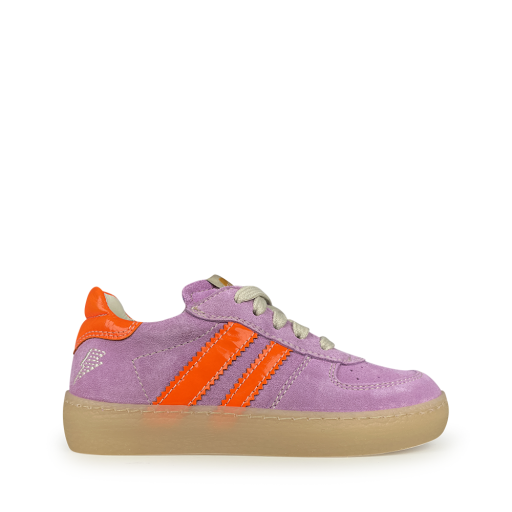 Kids shoe online Ocra trainer Lilac sneaker with orange accents