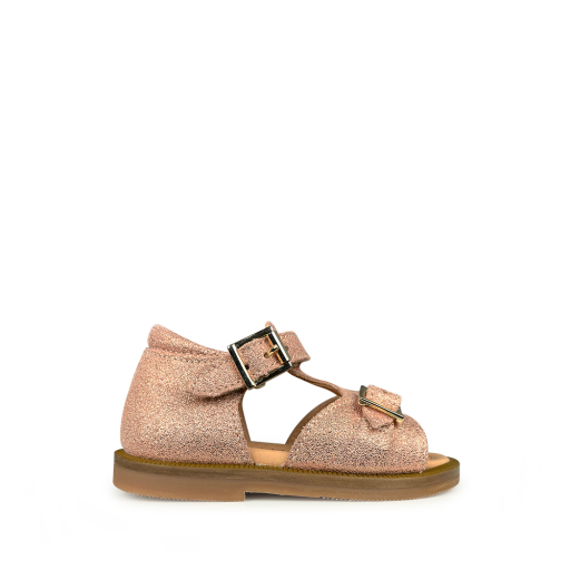 Kinderschoen online Ocra sandalen Koper sandaal glitter met dubbele gespsluiting
